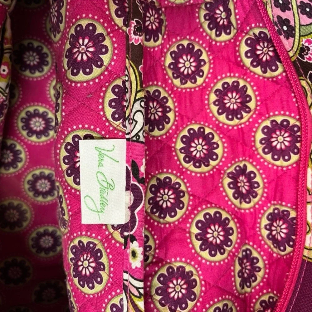 Vera Bradley Plum Crazy Quilted Cotton Tote Bag Purple Pink Paisley Shoulder Bag